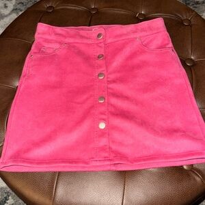 Hot pink velvet mini skirt